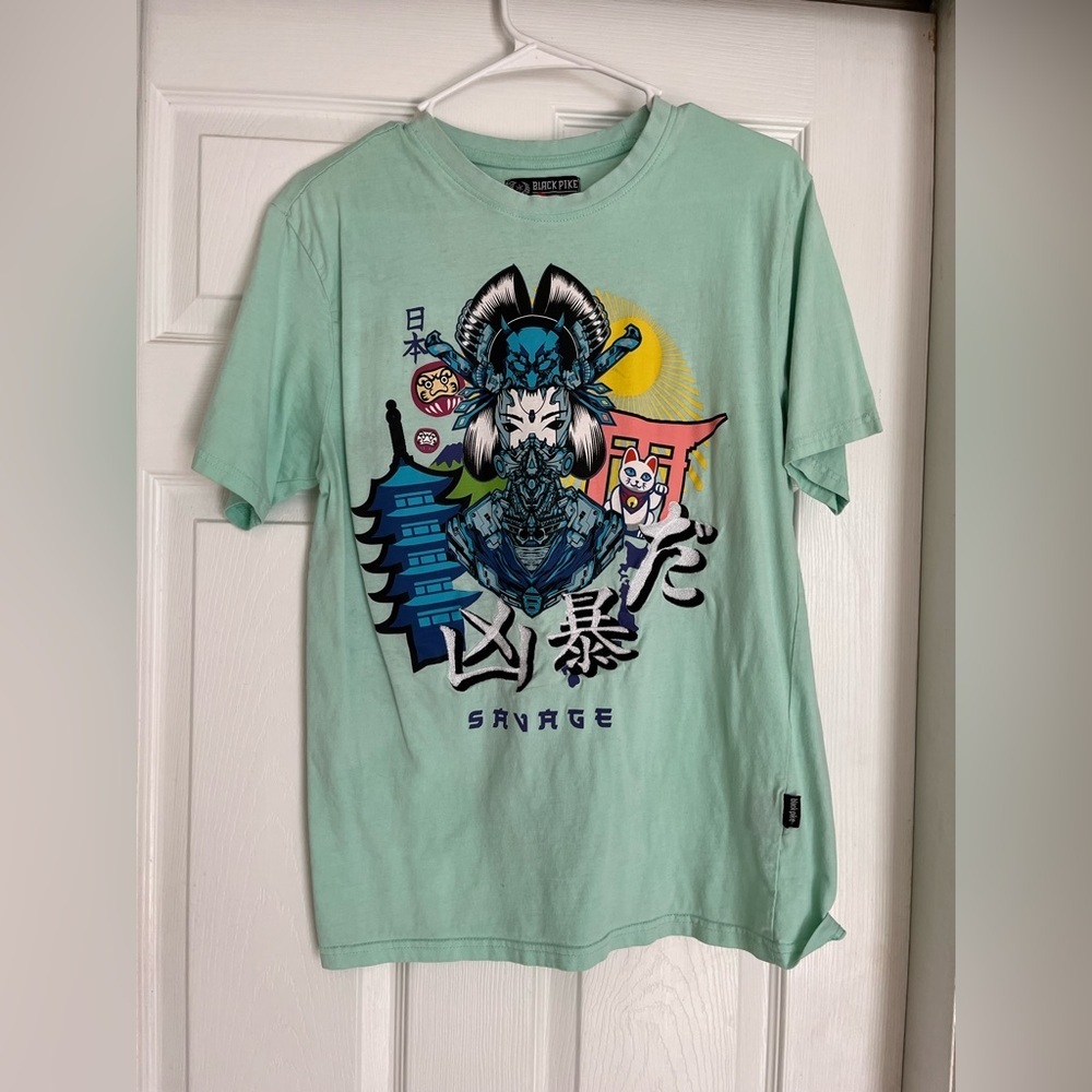 Mint Green Graphic Womens Tee Shirt Size Medium